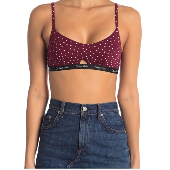 NWT Calvin Klein Keyhole Bralette with Hearts - Picture 1 of 6